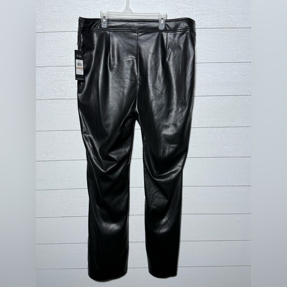 Karl Lagerfeld Black Faux Leather Straight Leg Pants NWT size 12 - Picture 2 of 10